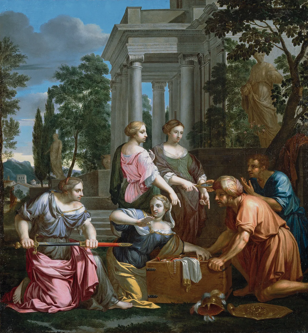 Achilles amongst Lycomede’s daugthers (1665) by Adrien Dassier — original painting reproduced as a hand-painted oil on canvas
