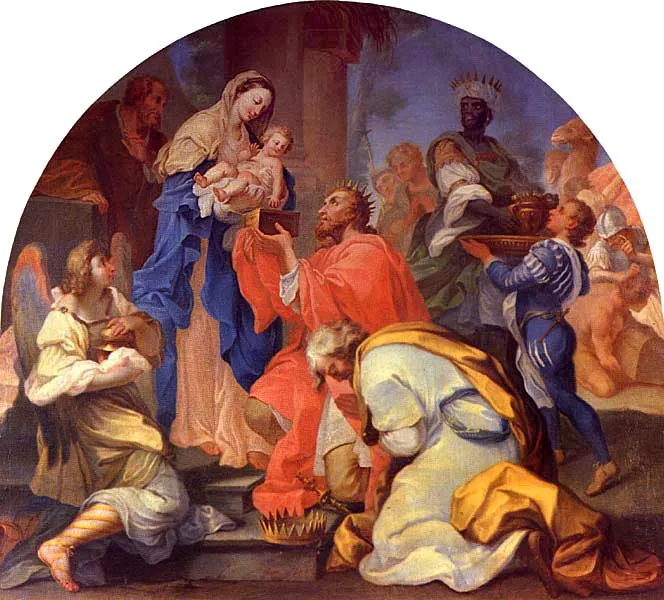 Adoration of the Magi (1750) by André Gonçalves — original painting reproduced as a hand-painted oil on canvas