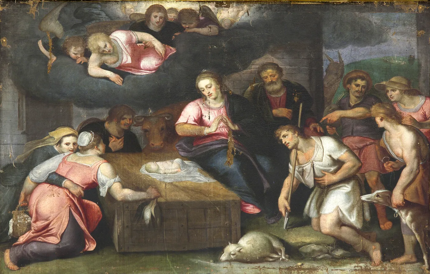Adoration of the Shepherds (1650) by Diego de Leyva — original painting reproduced as a hand-painted oil on canvas