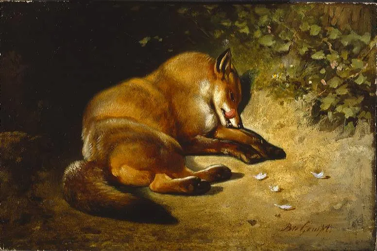 after the Meal (1850) by Bernard te Gempt — original painting reproduced as a hand-painted oil on canvas