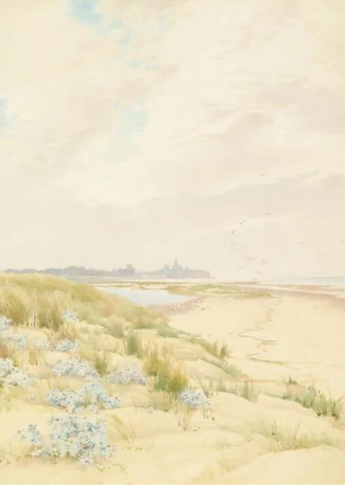 Alfred Parsons - Hunstanton Lighthouse by Alfred Parsons — original watercolour reproduced as a hand-painted oil on canvas