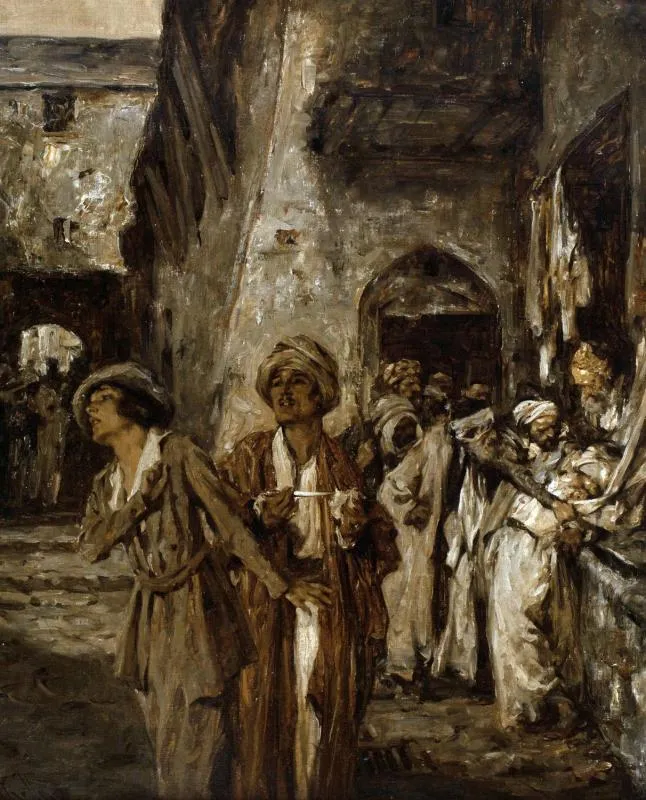 An Algerian Episode (1922) by Arthur I. Keller — original painting reproduced as a hand-painted oil on canvas