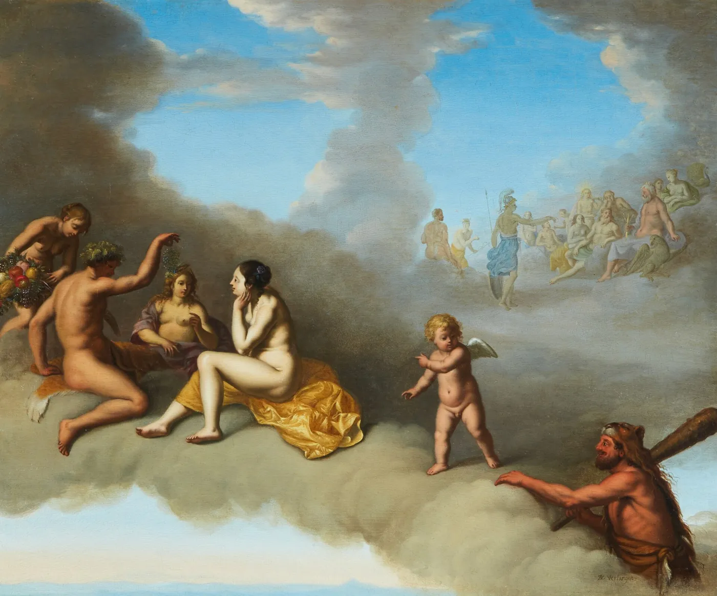 An assembly of the Gods with the Apotheosis of Hercules by Daniel Vertangen — original painting reproduced as a hand-painted oil on canvas