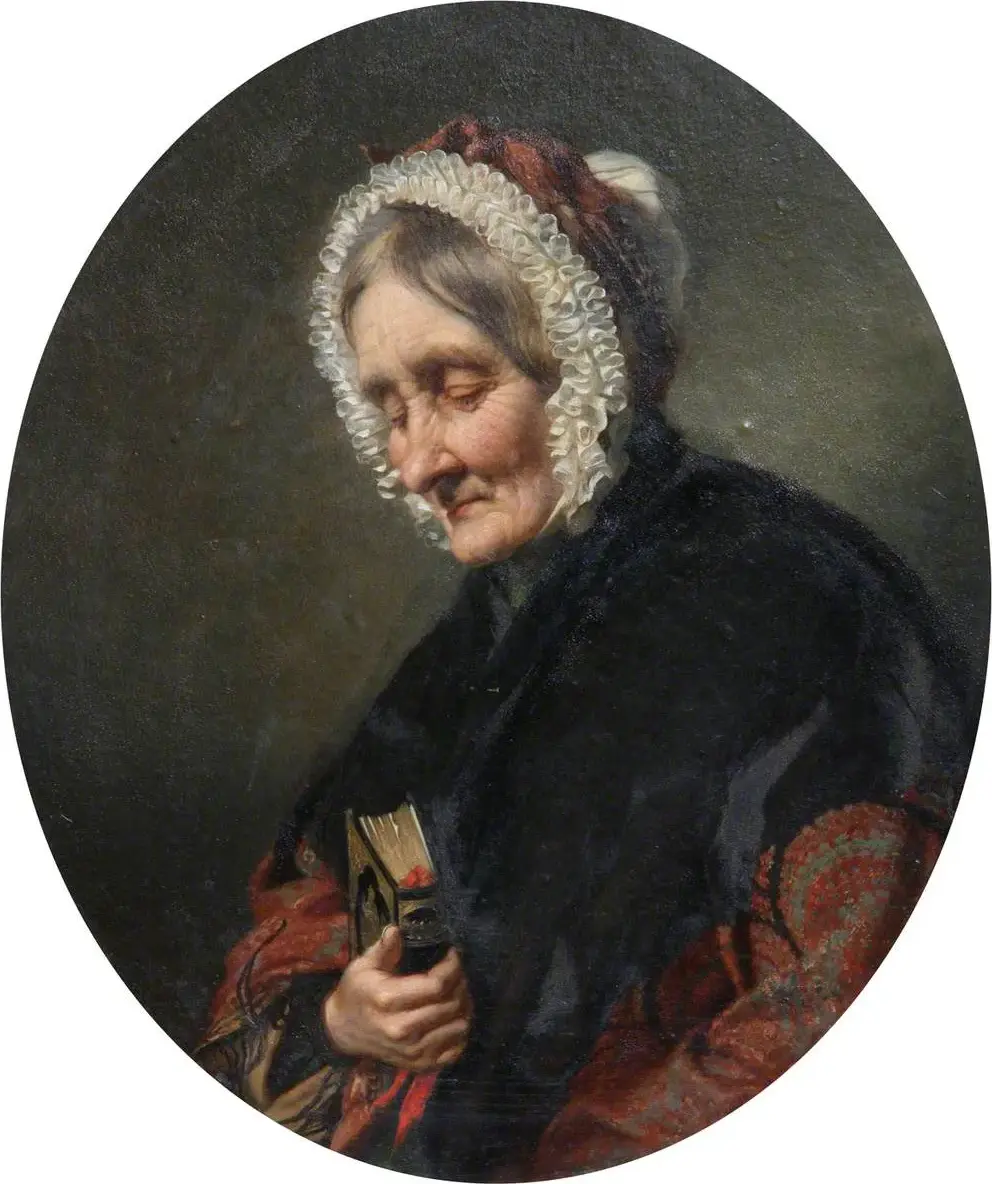 An Old Woman (1855) by Alexander Bell Middleton — original painting reproduced as a hand-painted oil on canvas