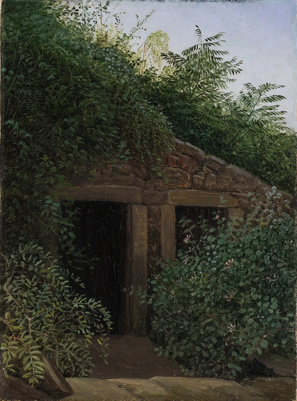 An Overgrown Mineshaft (1824) by Carl Gustav Carus — original painting reproduced as a hand-painted oil on canvas