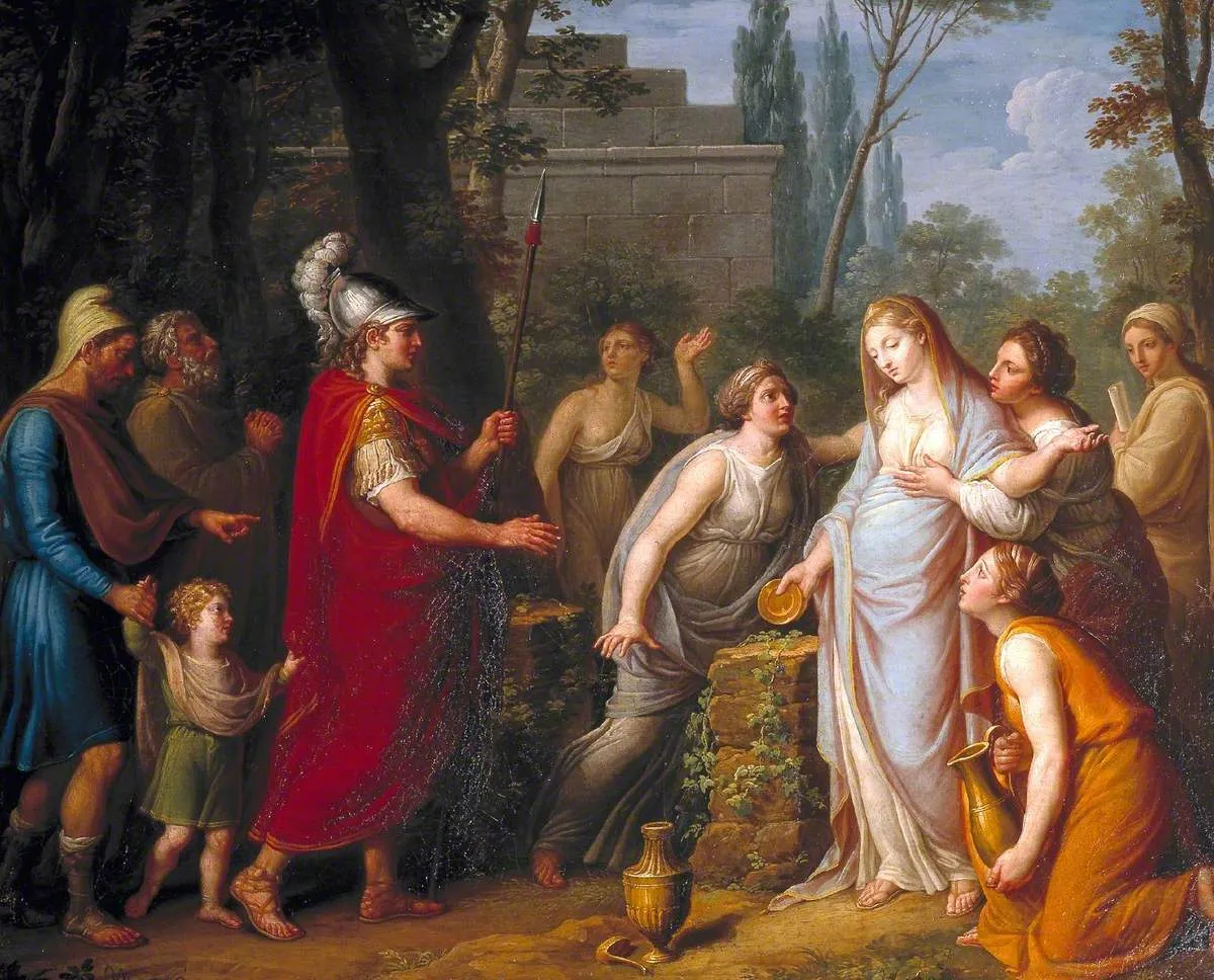 Andromache Offering Sacrifice to Hector’s Shade (1760) by Colin Morison — original painting reproduced as a hand-painted oil on canvas