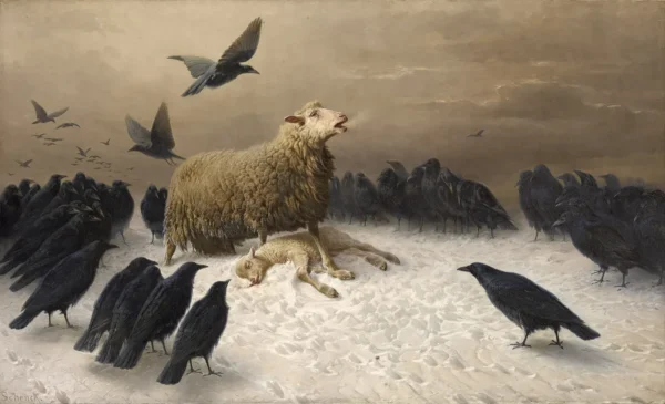 Anguish (1878) by August Friedrich Albert Schenck — original painting reproduced as a hand-painted oil on canvas