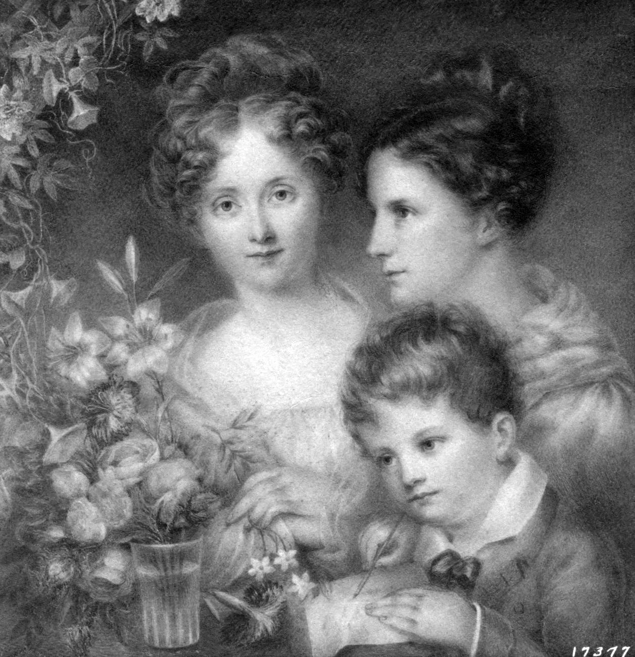 Ann Hall, Mrs. Henry Ward and Henry Hall Ward by Ann Hall — original painting reproduced as a hand-painted oil on canvas
