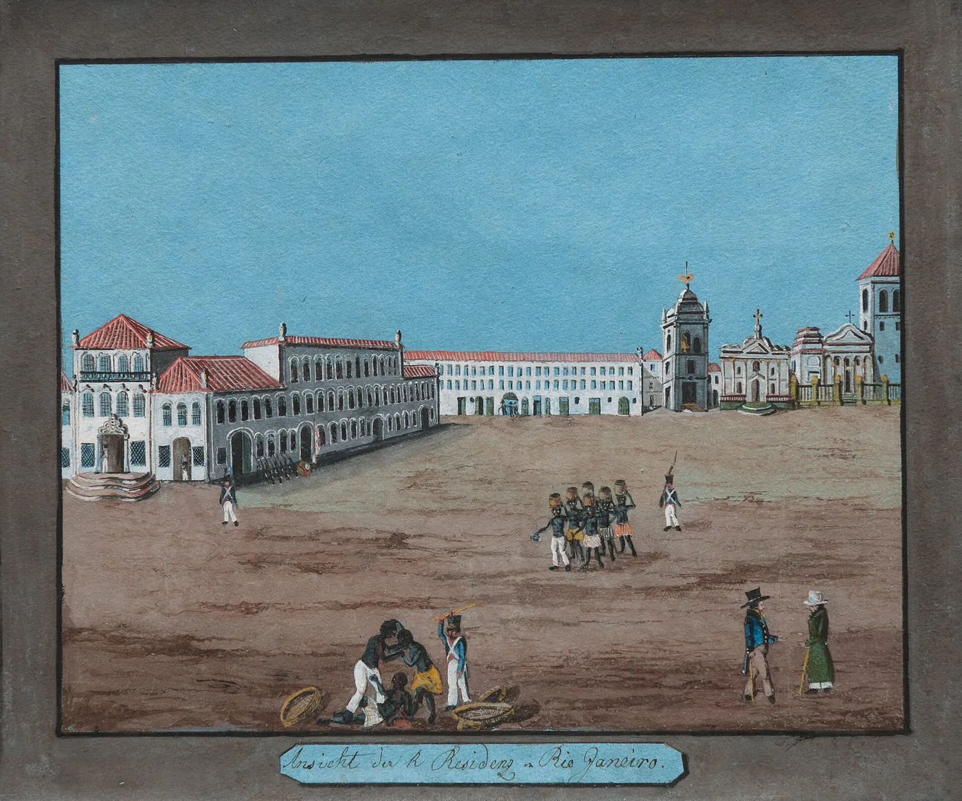 Ansicht der k Residenz in Rio Janeiro (1817) by Franz Josef Frühbeck — original painting reproduced as a hand-painted oil on canvas