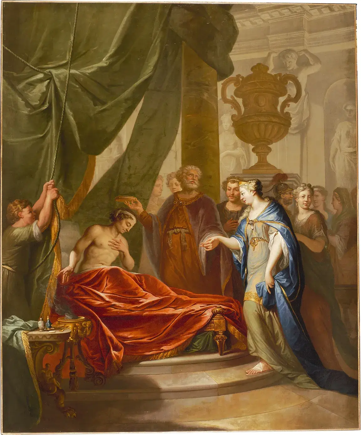 Antiochus and Stratonice (1750) by Elias van Nijmegen — original painting reproduced as a hand-painted oil on canvas