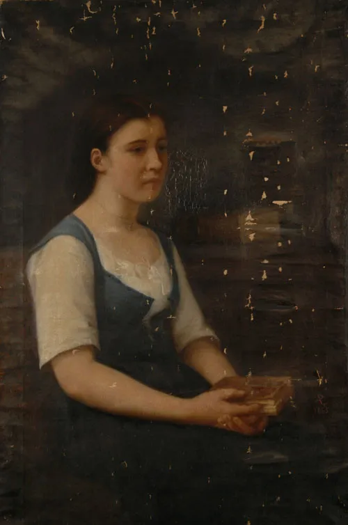 Après la lecture (1865) by Alix de Laperrelle-Poisson — original painting reproduced as a hand-painted oil on canvas