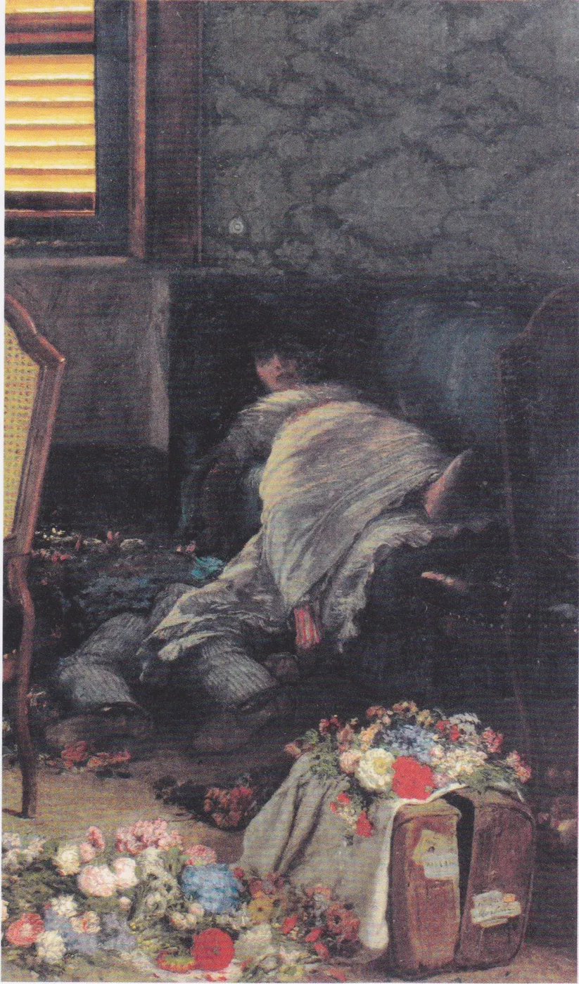 Asphyxia - part I (1884) by Angelo Morbelli — original painting reproduced as a hand-painted oil on canvas