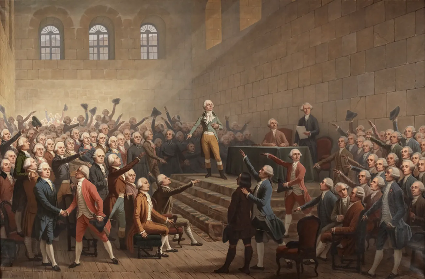Assemblée des trois ordres du Dauphiné au château de Vizille le 21 Juillet 1788 by Alexandre Debelle (1857) by Alexandre Debelle — original painting reproduced as a hand-painted oil on canvas
