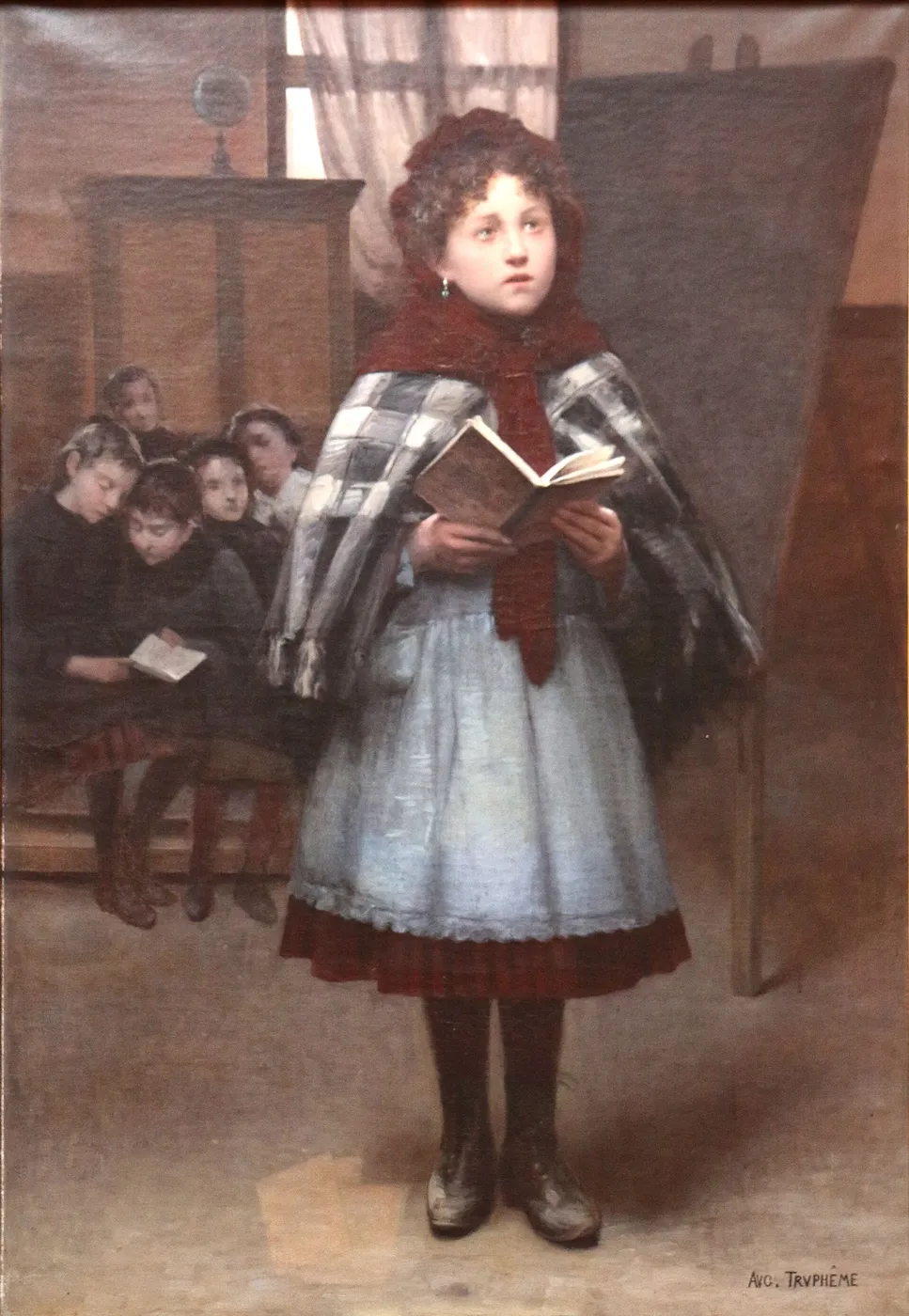 At School. (1892) by Auguste Truphème — original painting reproduced as a hand-painted oil on canvas