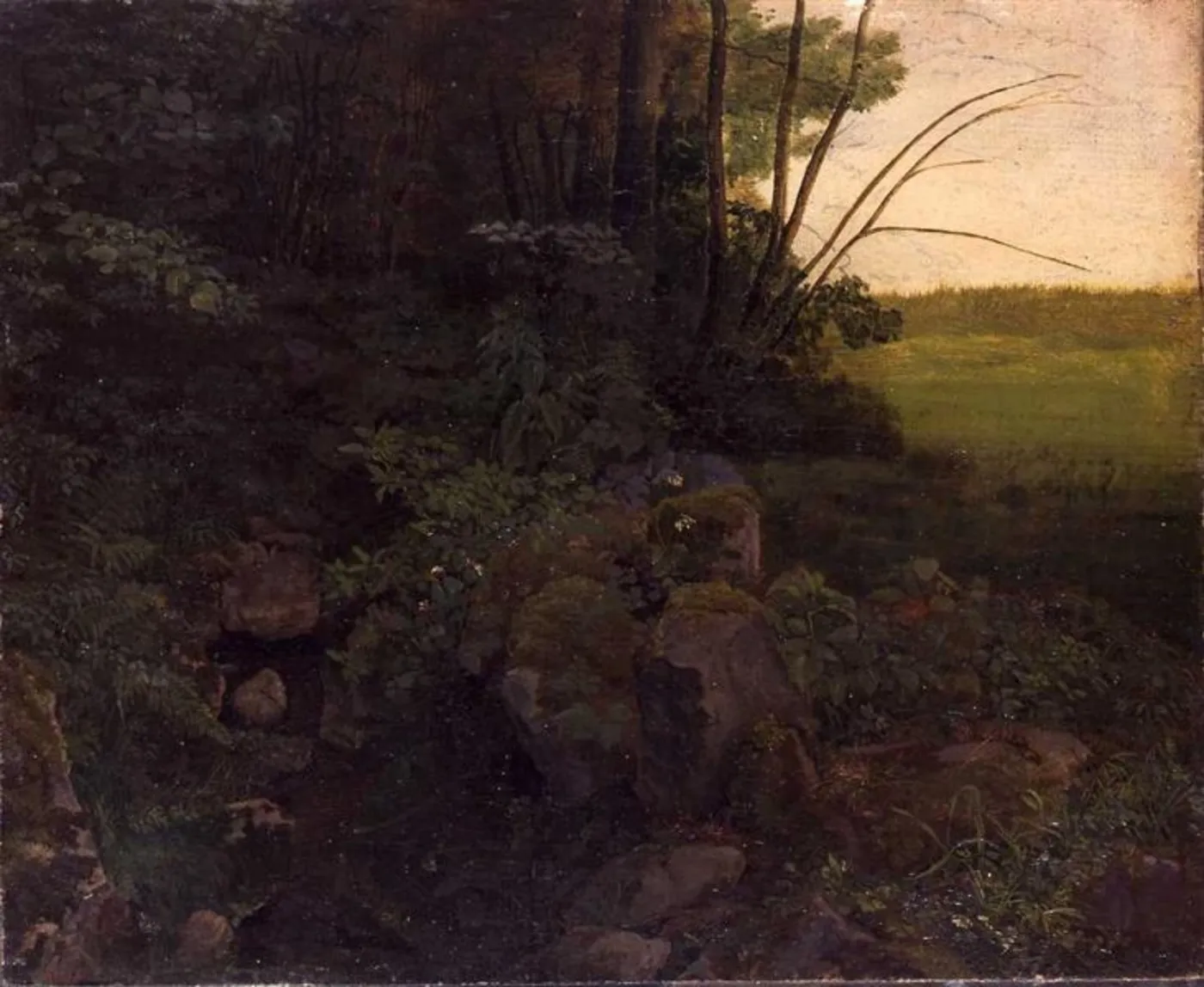 At the edge of the forest (1819) by August Heinrich — original painting reproduced as a hand-painted oil on canvas