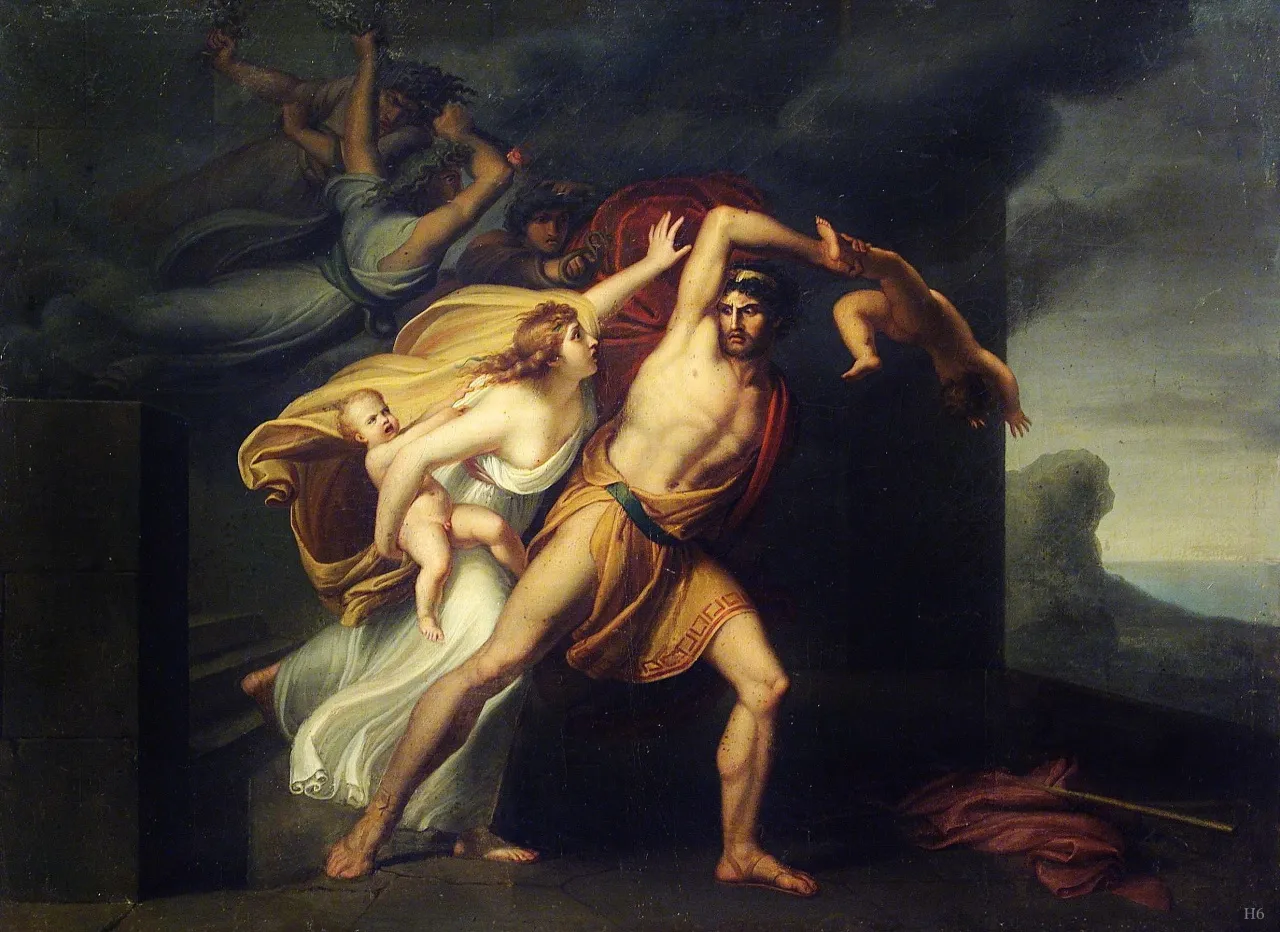Athamas Seized by the Furies (1801) by Arcangelo Michele Migliarini — original painting reproduced as a hand-painted oil on canvas