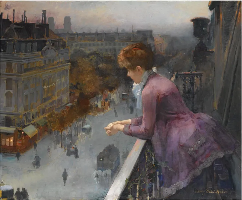 Au dessus du boulevard de Sebastopol, Paris by Charles Leroy Saint Aubert — original painting reproduced as a hand-painted oil on canvas