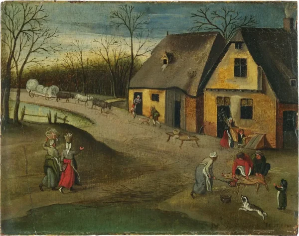 Autumn or Farm Work by Abel Grimmer — original painting reproduced as a hand-painted oil on canvas