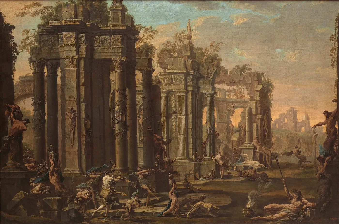 Bacchanal (1720) by Clemente Spera — original painting reproduced as a hand-painted oil on canvas