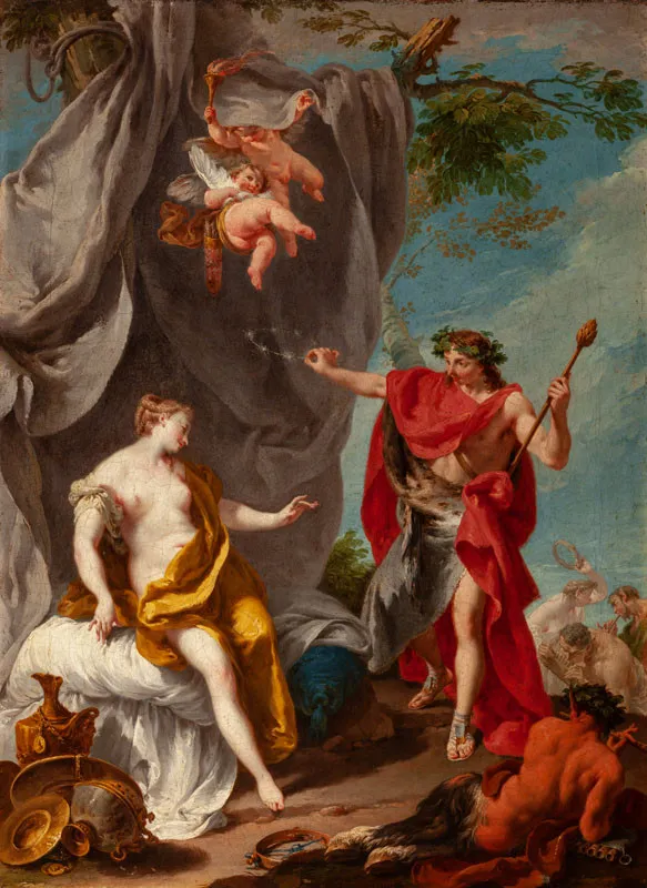 Bacchus and Ariadne by Battista Vicentino — original painting reproduced as a hand-painted oil on canvas