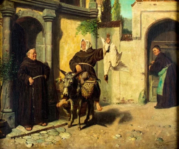 Back From the Market by August Kraus — original painting reproduced as a hand-painted oil on canvas