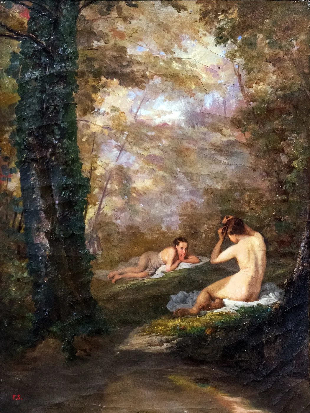 Baigneuses 895.1.171 - Firmin Salabert - Musée des Beaux-Arts de Gaillac (1862) by Firmin Salabert — original painting reproduced as a hand-painted oil on canvas