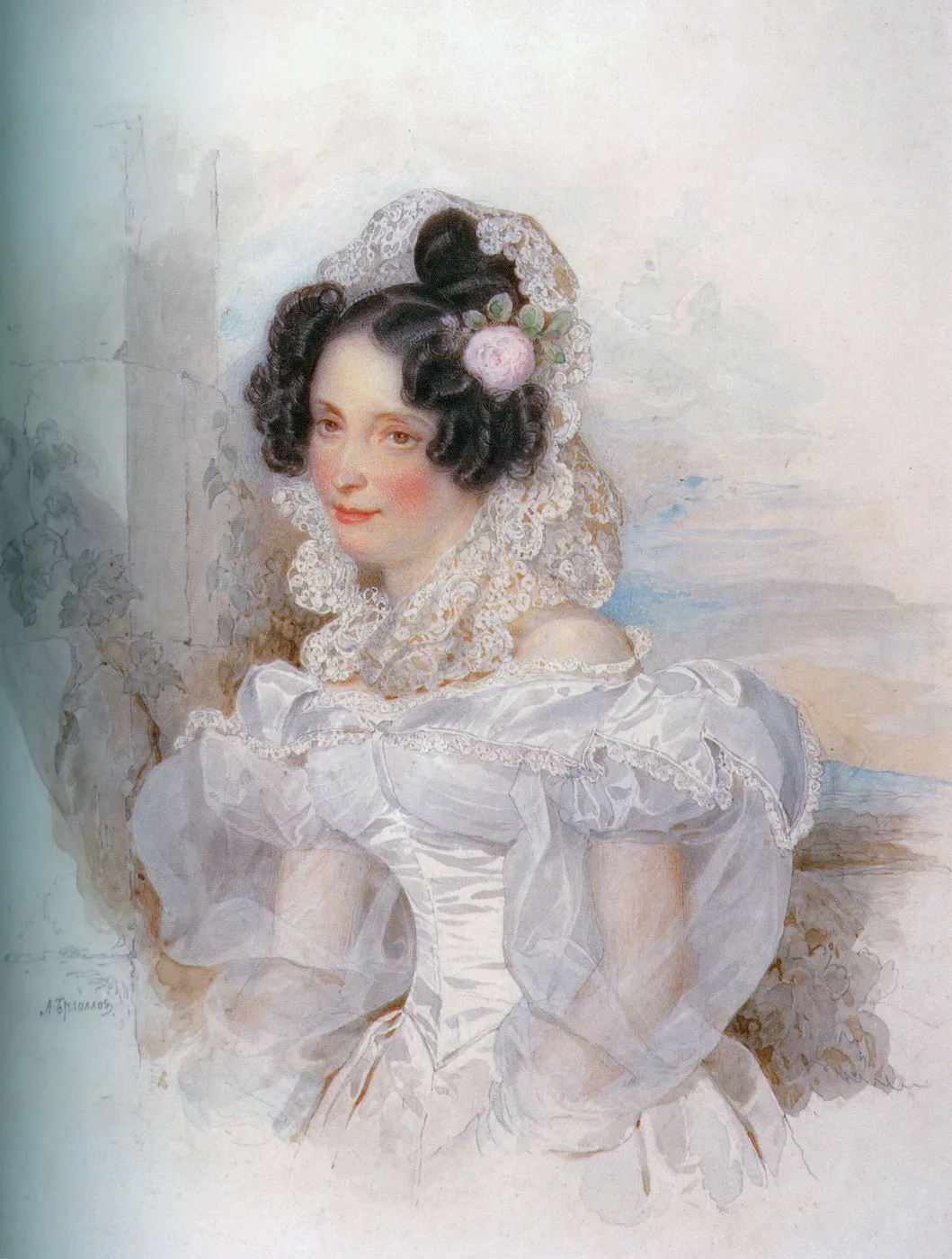 Bakunina Ekaterina Pavlovna (1795-1869) (1834) by Alexander Brullov — original painting reproduced as a hand-painted oil on canvas