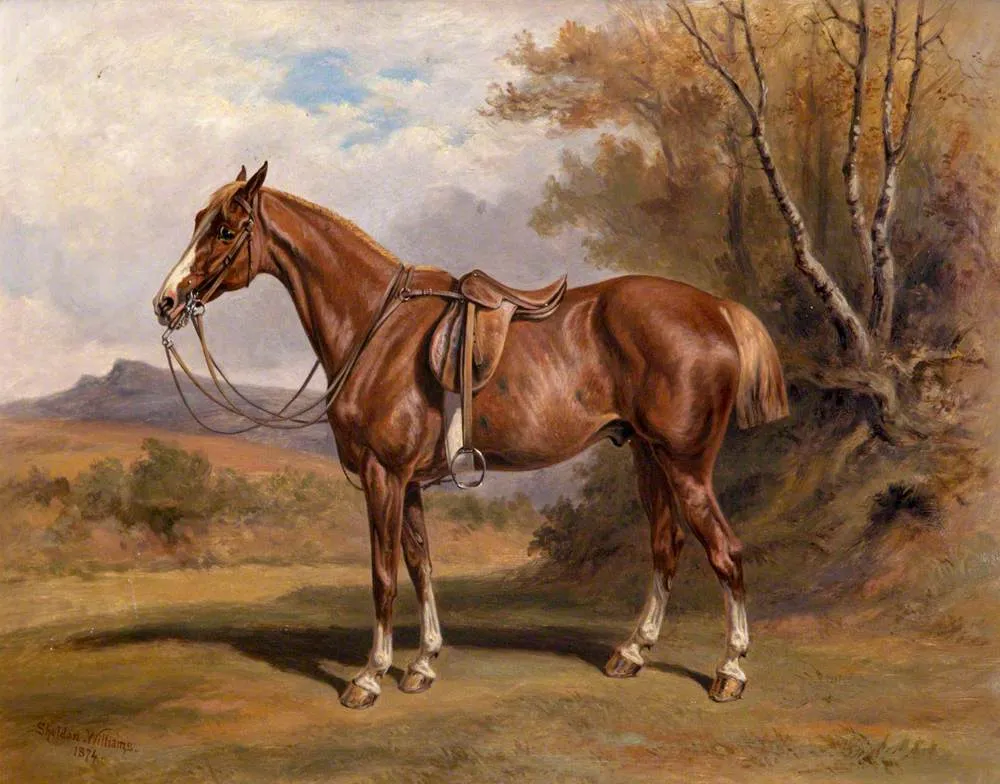 ’Bald Face’: W. R. Hole’s Hunter (1874) by Alfred Sheldon Williams — original painting reproduced as a hand-painted oil on canvas
