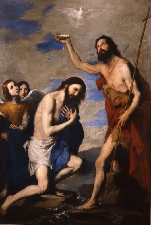 Baptism of Christ (1643) by Jusepe de Ribera — original painting reproduced as a hand-painted oil on canvas