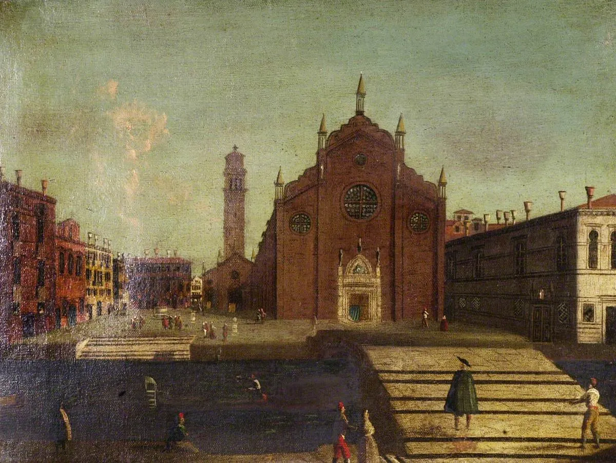 Basilica di Santa Maria Gloriosa dei Frari, Venice (1720) by Francesco Tironi — original painting reproduced as a hand-painted oil on canvas