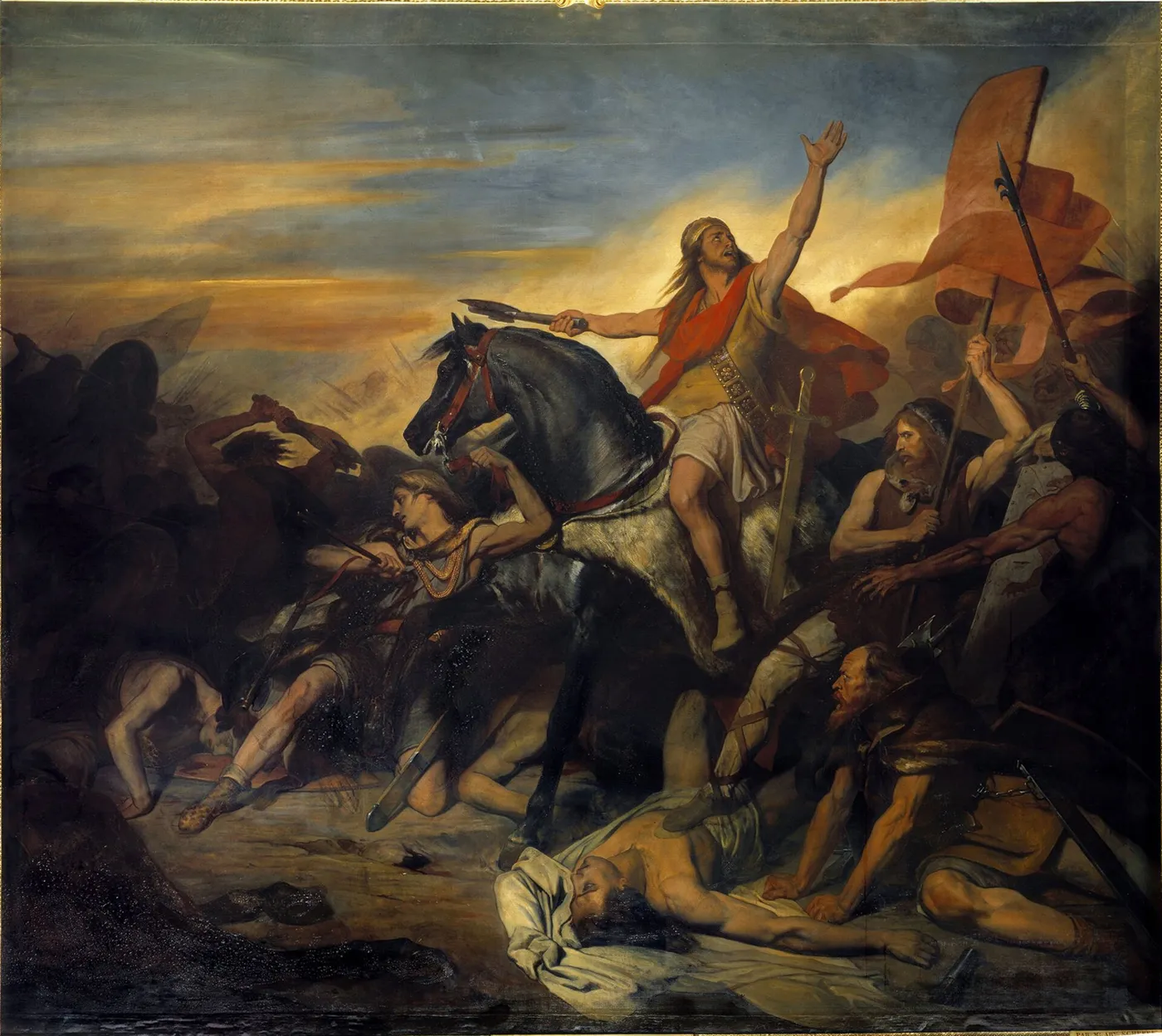 Battle of Tolbiac (1837) by Ary Scheffer — original painting reproduced as a hand-painted oil on canvas