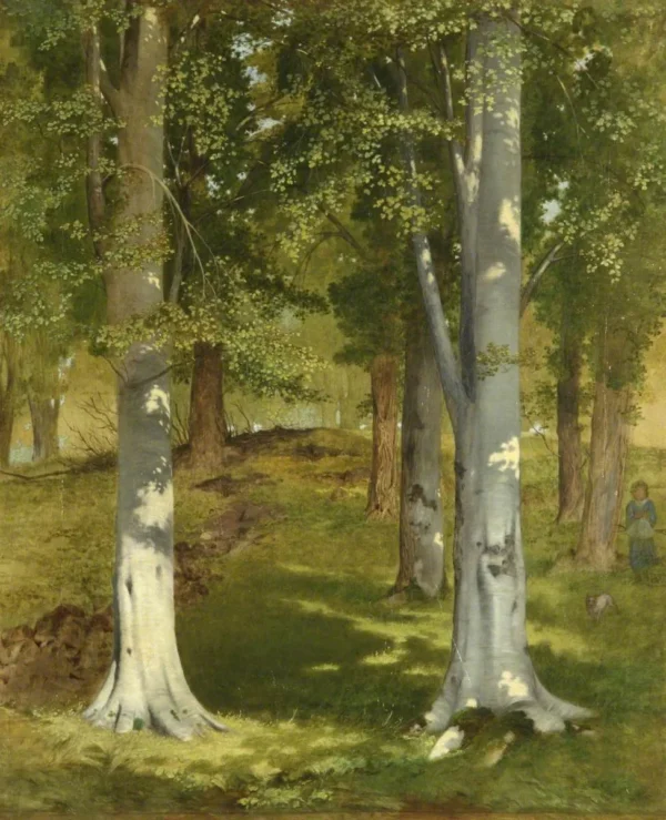 Beech Trees (1876) by Charles Hutton Lear — original painting reproduced as a hand-painted oil on canvas