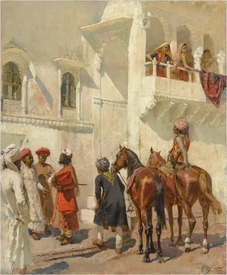 Before the Hunt by Edwin Lord Weeks — original painting reproduced as a hand-painted oil on canvas