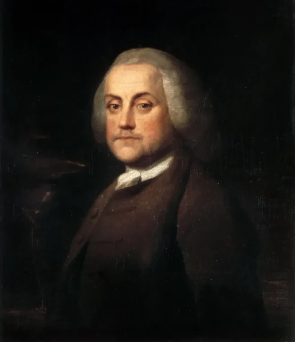 Benjamin Franklin (1759) by Benjamin Wilson — original painting reproduced as a hand-painted oil on canvas