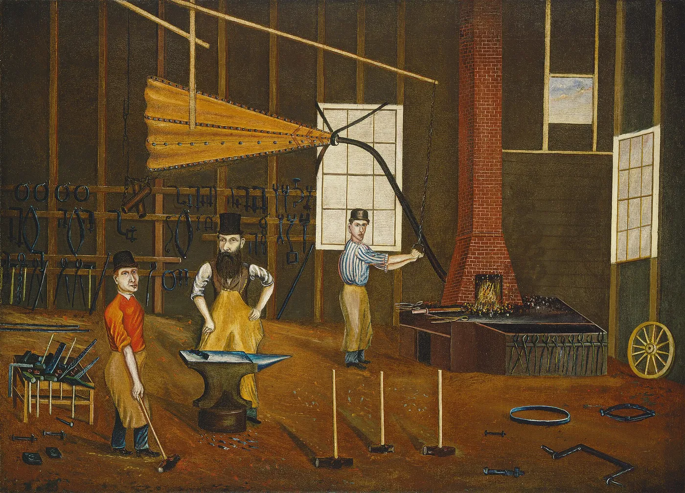 Blacksmith Shop (1880) by Francis A. Beckett — original painting reproduced as a hand-painted oil on canvas
