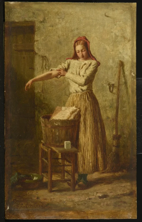 Blanchisseuse by Antoine Richard — original painting reproduced as a hand-painted oil on canvas