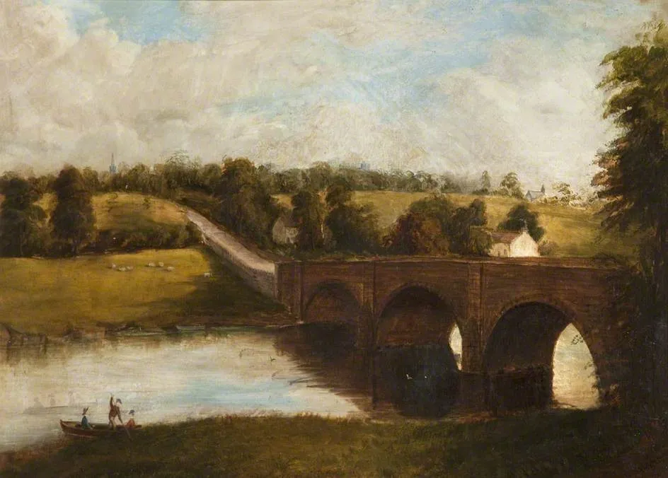 Boating at Brungerley by Benjamin Satterthwaite — original painting reproduced as a hand-painted oil on canvas