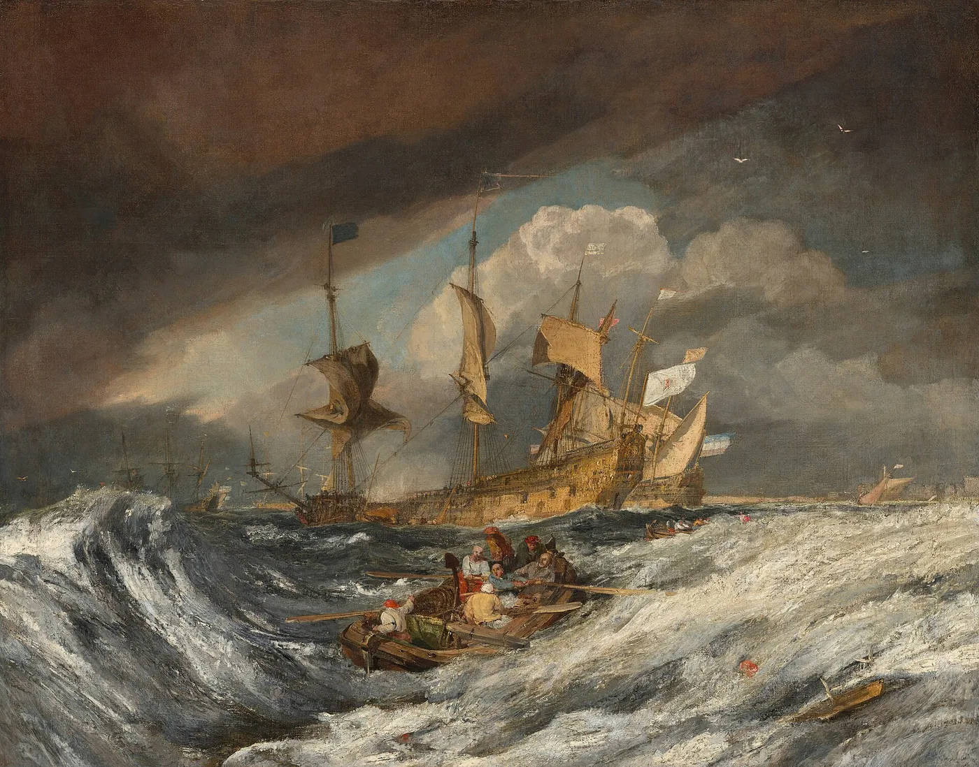 Boats Carrying Out Anchors to the Dutch Men of War (1804) by J. M. W. Turner — original painting reproduced as a hand-painted oil on canvas