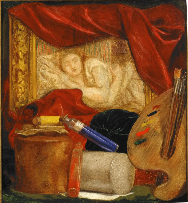 Bottles (1848) by Dante Gabriel Rossetti — original painting reproduced as a hand-painted oil on canvas