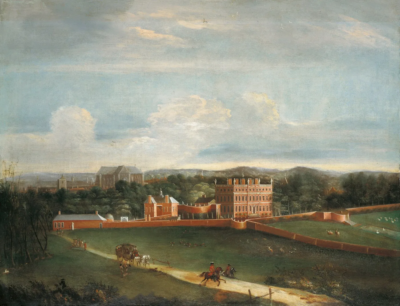 Buckingham Palaces (1703) by Adriaen van Diest — original painting reproduced as a hand-painted oil on canvas