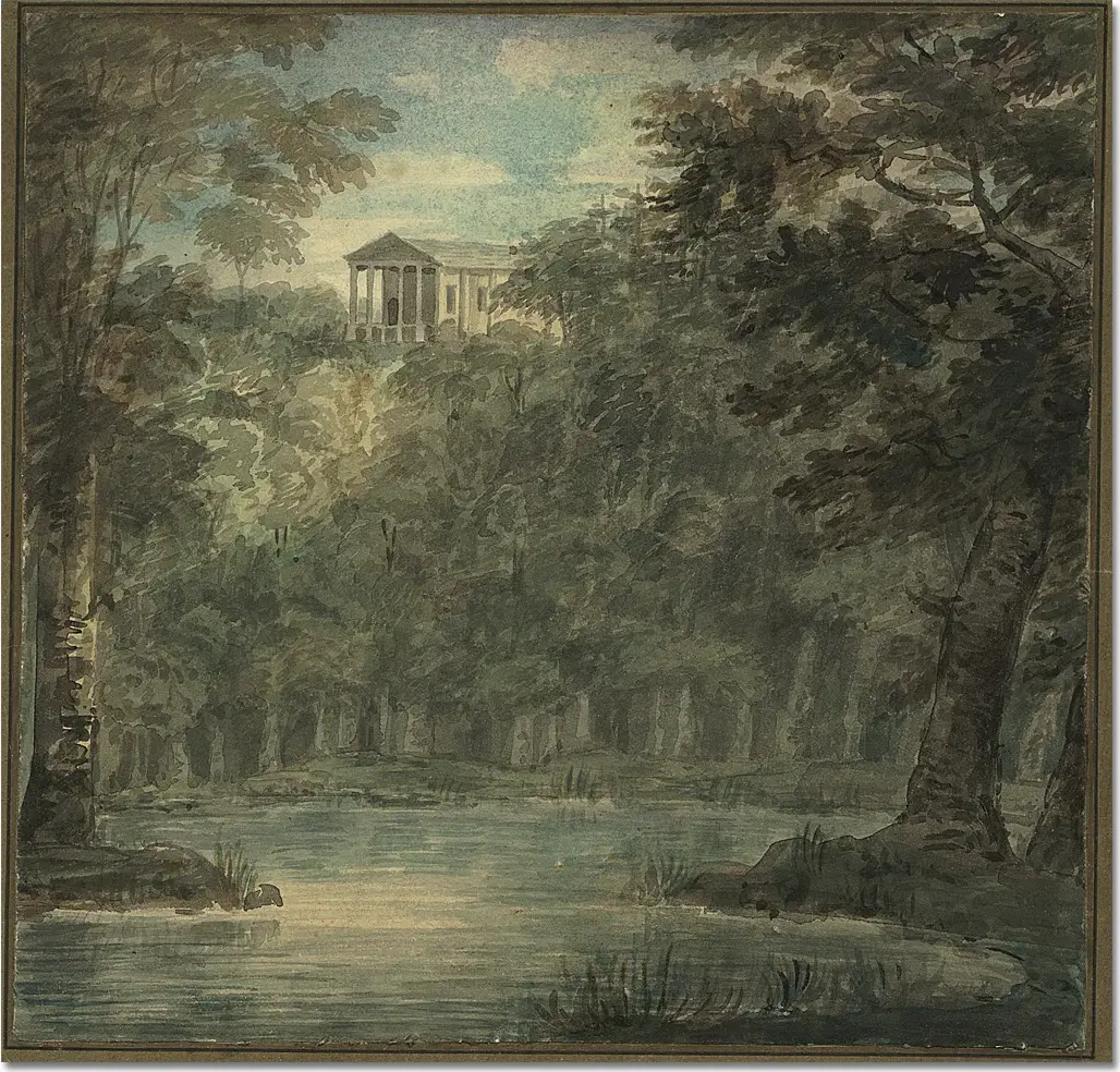 Castle Frank (also called Castlefrank) in York (Toronto). (1796) by Elizabeth Simcoe — original painting reproduced as a hand-painted oil on canvas