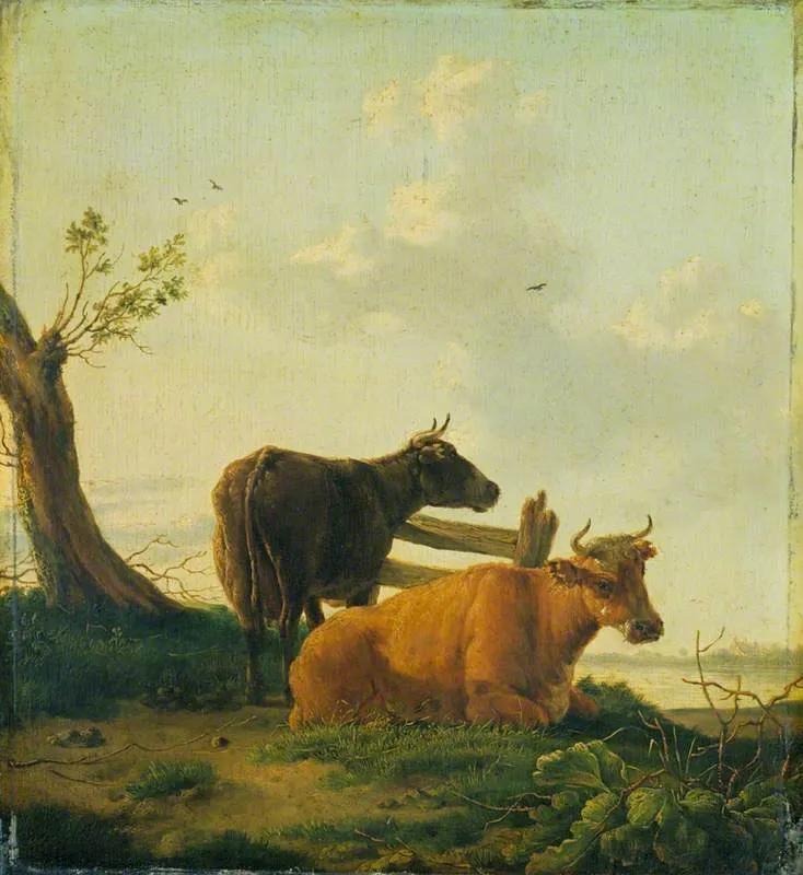 Cattle (1797) by Dionys van Dongen — original painting reproduced as a hand-painted oil on canvas