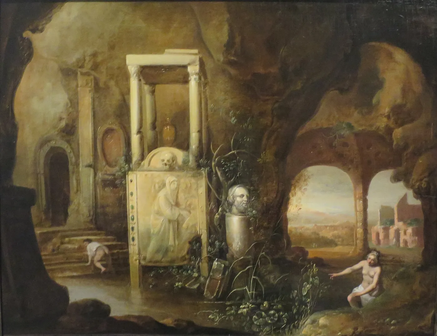 Cave interior with Nymphs (1629) by Charles Cornelisz. de Hooch — original painting reproduced as a hand-painted oil on canvas