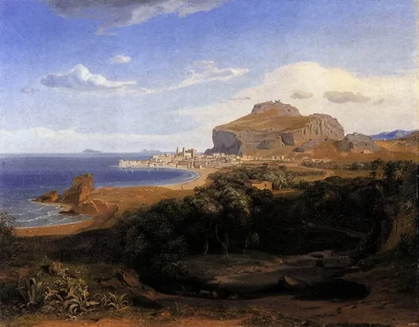 Cefalù (1839) by Carl Rottmann — original painting reproduced as a hand-painted oil on canvas
