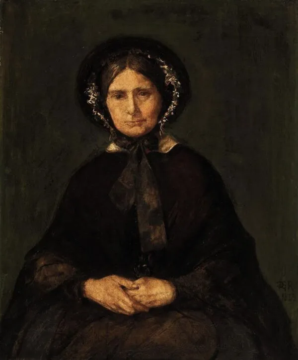 Charlotte Polidori (1853) by Dante Gabriel Rossetti — original painting reproduced as a hand-painted oil on canvas