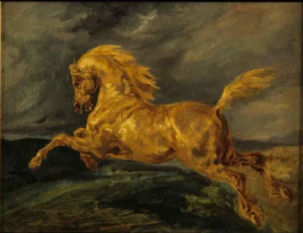 Cheval au galop (1810) by Théodore Géricault — original painting reproduced as a hand-painted oil on canvas