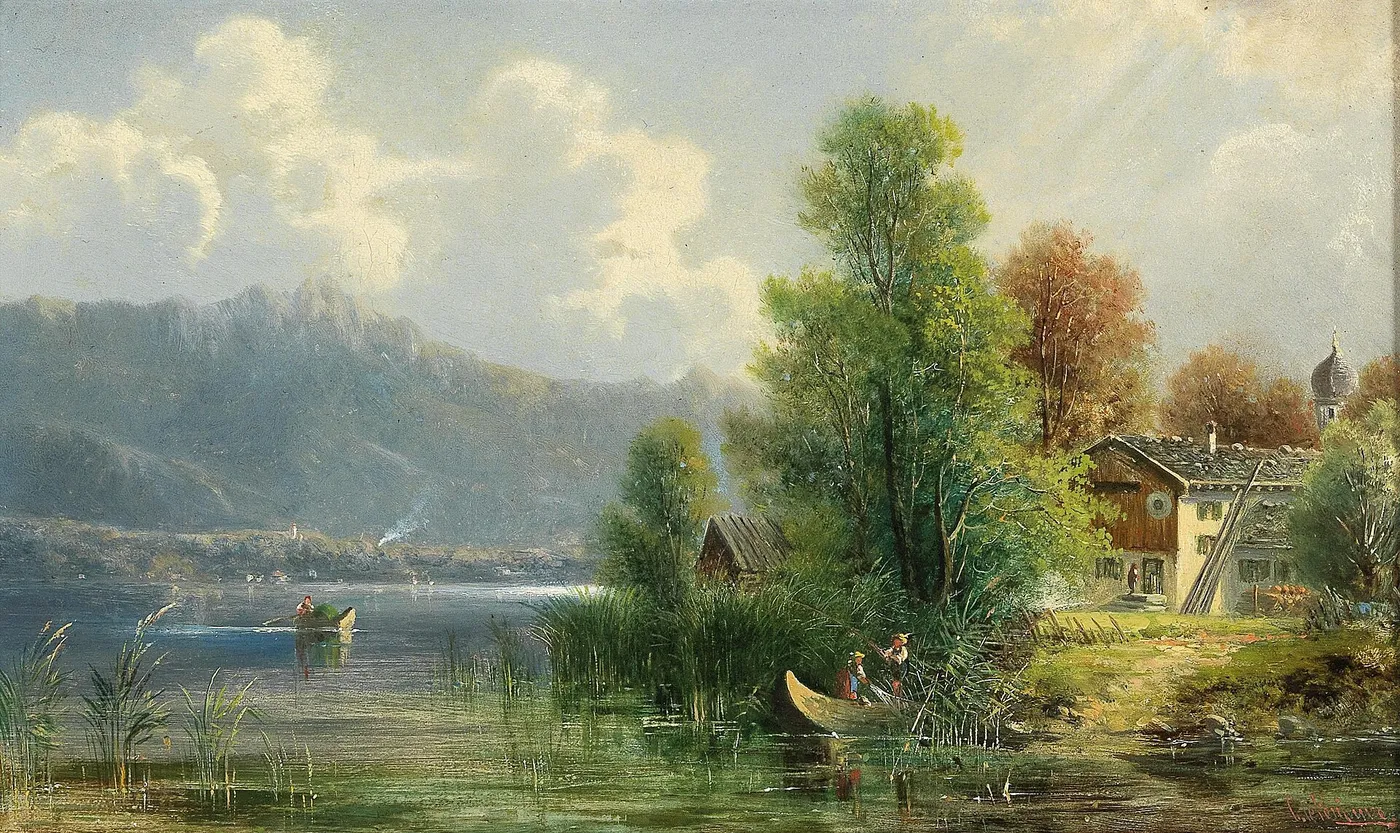 Chiemsee Landscape (1911) by Carl le Feubure — original painting reproduced as a hand-painted oil on canvas