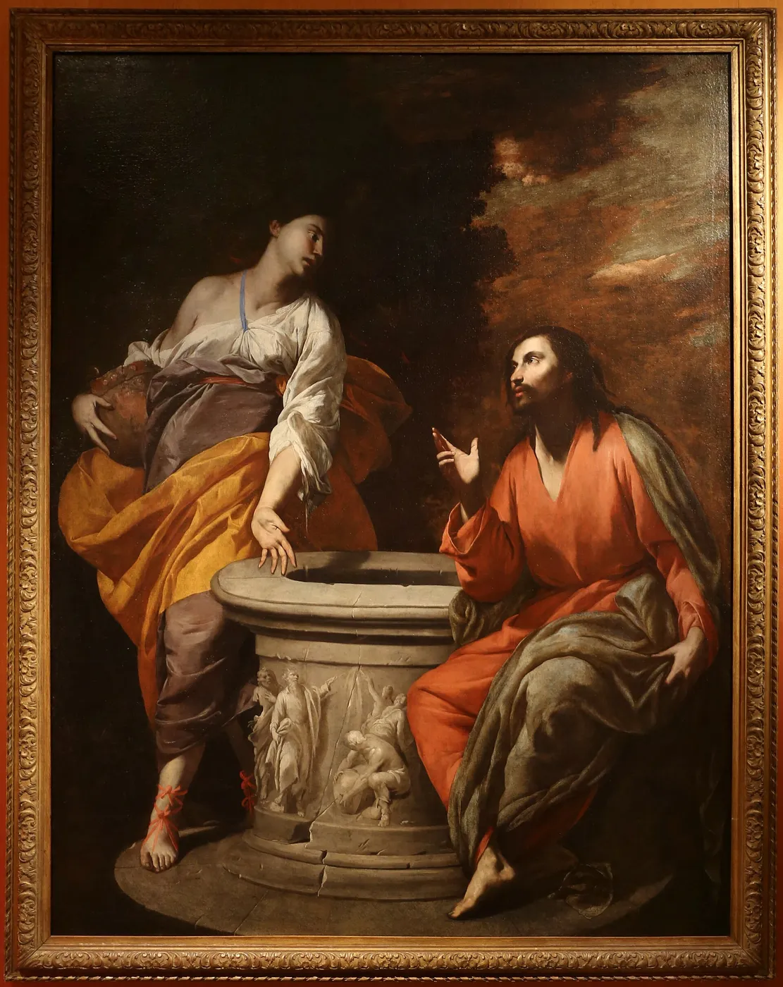 Christ and the Samarian Woman (1645) by Antonio de Bellis — original painting reproduced as a hand-painted oil on canvas