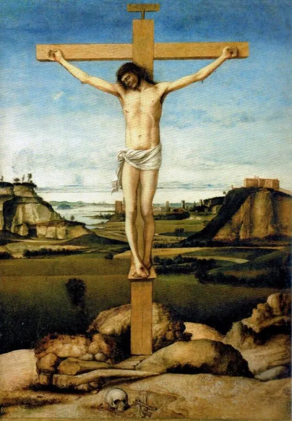 Christ en Croix (1475) by Giovanni Bellini — original painting reproduced as a hand-painted oil on canvas