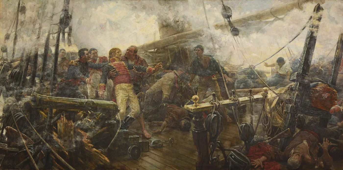 Churruca’s Death (1892) by Eugenio Álvarez Dumont — original painting reproduced as a hand-painted oil on canvas